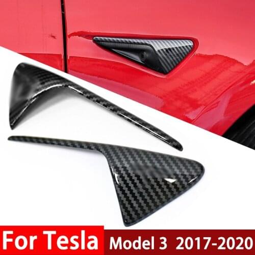 2Pcs/Set For Tesla Model 3 Model3 Side Camera Carbon Fiber ABS Protection Cover Fender For Tesla Model Three Refit Accessories
