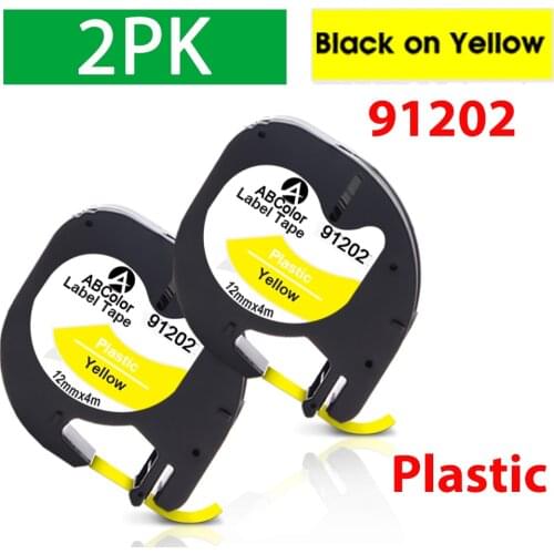 2PK 91201 91202 Tape Compatible for Dymo LetraTag LT100H Label Maker For 12mm Dymo 91201 12267 91202 91203 91204 Printer Ribbon
