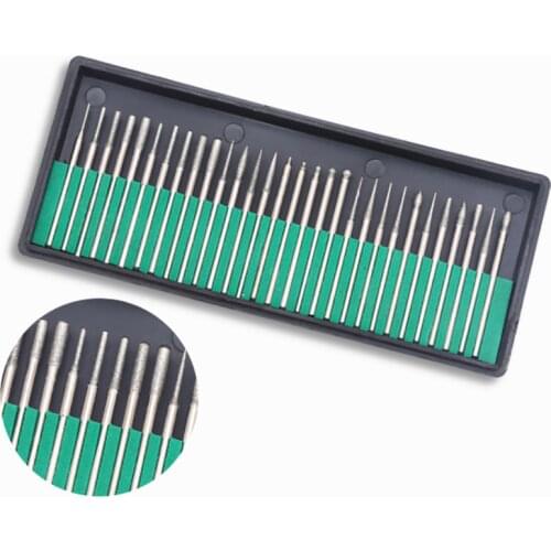 30Pcs 3mm Mini Drill Bits Diamond Burs Grinding Wheel Abrasive Shank Wood Stone Engraving for Dremel Power Tools Accessories