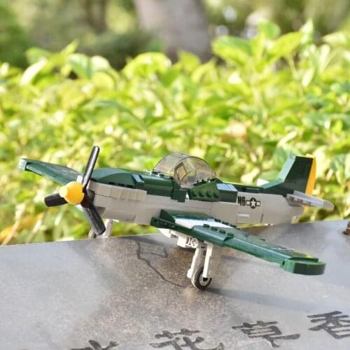 323pcs Military Ww2 World War Ii P51d mustang airplane Fighter Building Blocks Plane Toys As Christmas Gift For Children