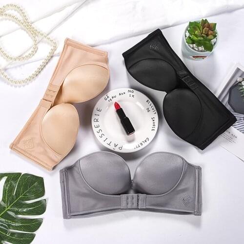 4pcs/lot Women Sexy Push Up Bra Front Closure Strapless Bralette Seamless Lingerie Invisible Bras Underwear 1/2 Cup Brassiere