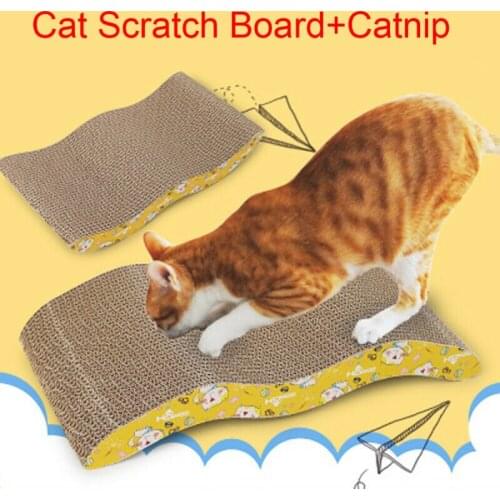 44x22CM Big Pet Cat Scratching Corrugated Board Grinding Claw Plate+Catnip Paper Pad Cat Toy Climbing Frame Scraper Mat