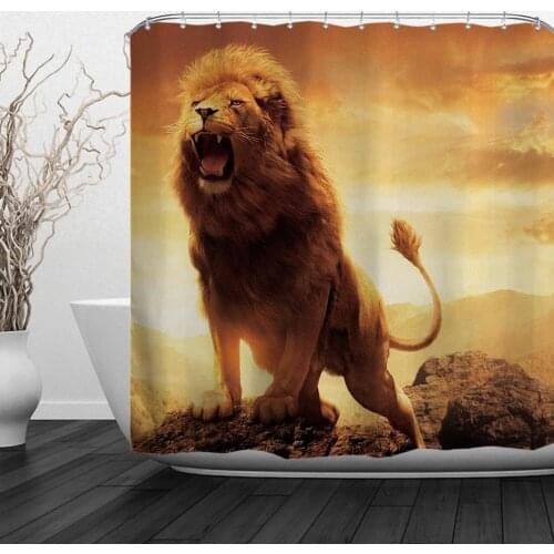 African Wild Forest Lion King Animal Printed Bathroom Decor with Hooks