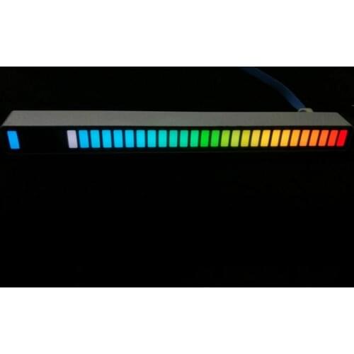 32 Bits LED Car Level Indicator RGB Colorful Music Spectrum MIC Voice Control Atmosphere Rhythm Lights With Aluminum Case USB5V
