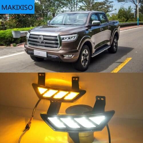 1 Pair Car LED Daytime Running Lights with Turn Signal Yellow Style 12V DRL For Great Wall POWER PEAK PERFECT 2019 2020