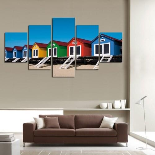 Free Shipping Colorful Cartoon House On canvas Painting Landscape For Child Room Bedroom Restaurant Home Decor Wall Picture