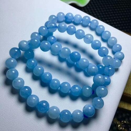 Natural Crystal Bracelet Blue Aquamarine Gemstone 8mm AAA