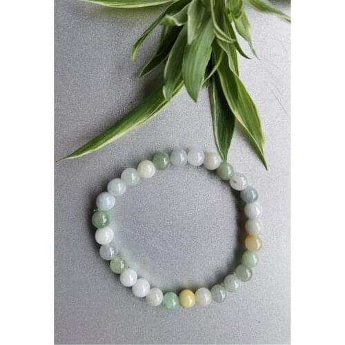 Natural Jadeite Emerald Jade Round Beads Bracelet Women Stone Jewelry Gemstone Gift Handmade Strand Bracelets Jade Bracelet Gift