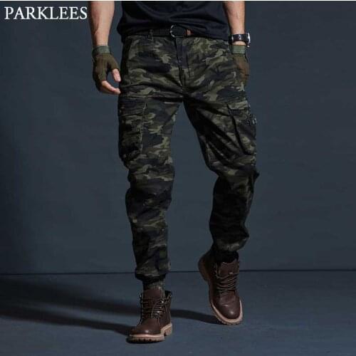 Mens Cotton Casual Military Army Camo Combat Work Cargo Pants Fashion Multi Pocket Outdoor Hiking Trekking Casual Trousers 38