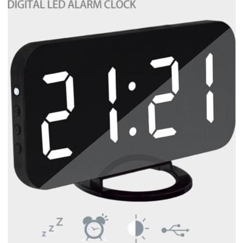 Dreamburgh Digital LED Alarm Clock Snooze Display Time Night Table Desk 2 USB Charger Ports for iphone Androd Phone Mirror Clock