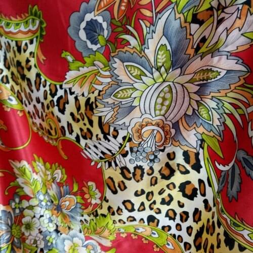 Flower leopard Craft satin fabric glossy craft fabric soft tissue tilda DIY scarf ribbon decoration fabric