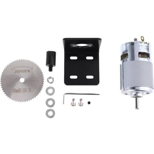 DC 12V 775 Motor Table Saw Kit with Ball Bearing Mounting Bracket Saw Blade for Woodworking Cutting Polishing Engraving