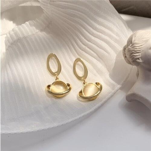 Elegant Resin Planet Vintage Earrings Dangle Opal Simple Short Earrings