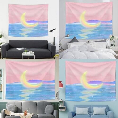 Dreamlike Girls Moon Night Tapestry Wall Hanging Pink Decor Cloth Wall Carpet Tapestries H7Q9 Tapestry Boho Witchcraft Tape K9F2
