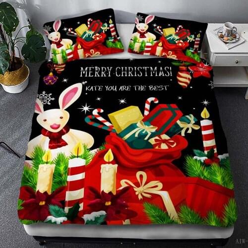 Bedding Set Christmas gift tree Santa Claus snow American style 2/3pcs soft Duvet Cover Sets Pillowcase for child