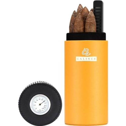 Leather Travel Humidor Cigar Box Cedar Wood Portable Cigar Case Jar W/Humidifier Hygrometer Humidor Box Fit 5 Cigars