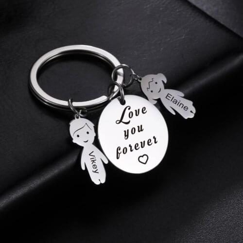 Lemegeton Personalized Family Keychain Custom Boy And Girl Key Rings Engraved Key Chain Stainless Steel Jewelry Mother Keyring
