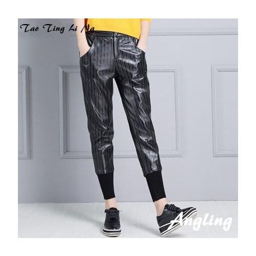 Top brand Women Slim 2020 Genuine Real Sheepskin Leather Pants KP6 high quality