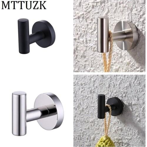 MTTUZK Matt Black Stainless Steel Hanger & Coat & Robe Hook Bathroom Hooks Wall Mount door rear hook for cap,coat,Clothes