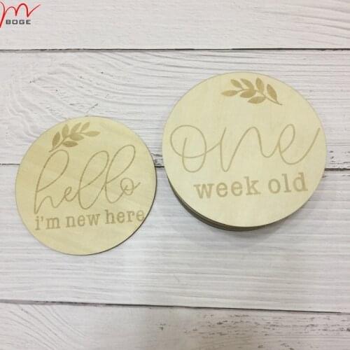 Set of 14pcs family mom love baby milestone cards wooden baby shower souvenir gifts