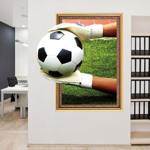 Football Soccer player Photo frame wall sticker PVC Material 3D Art wall poster for Living room Kids room decoration stickers