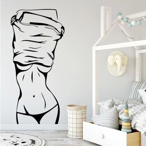 Wall Stickers Vintage Shower Room Gym Decals Bathroom Graffiti Mural Sexy Girl Bedroom Toilet Door Decoration Poster DW20565