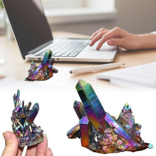 Natural Quartz Crystal Rainbow Titanium Cluster Point Rare Decoration Craft Reiki Stone Can For Healing Specimen Mineral