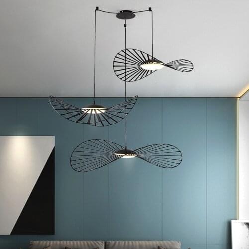 Nordic Hat Shape Pendant Lights Straw Hat LED Lamp Hanging Light Dining Table Living Room Decoration Light Fixtures