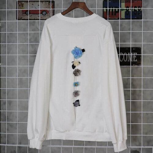 2020 autumn and winter new trend pullover couple tops loose white round neck tops for men and women