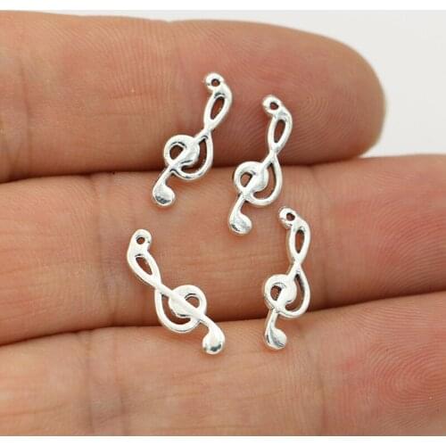 60PCS Antique Silver Plated Music Note Charms for Jewelry Making Earrings Findings Bracelet Accessories 16x6mm