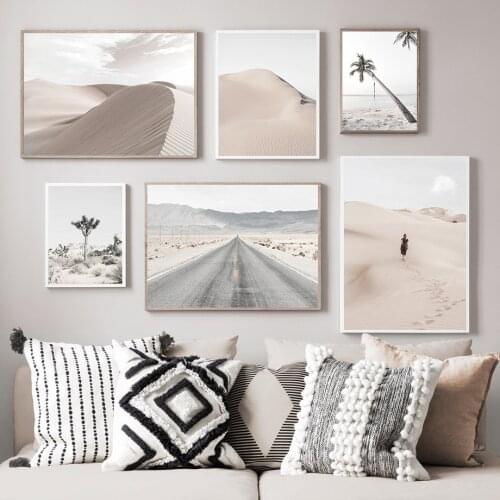 Desert Beach Coconut Tree Road Landscape Wall Art Canvas Painting Nordic Posters And Prints Wall Pictures For Living Room Decor