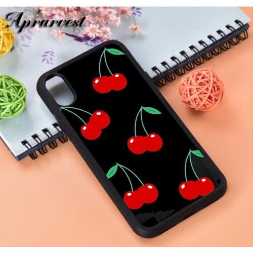 Aprarvest Cherry Cherries Pattern Silicone Rubber Phone Case Cover For iPhone 6 6S 7 8 PLUS X XS XR 11 12 MINI PRO MAX