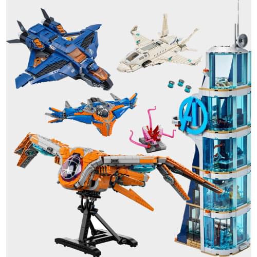 Marvel Avengers Galaxy Guardians Milano Spaceship Star Lord Star Space Wars Super Hero Model Building Blocks Toy Brick Kid Gift