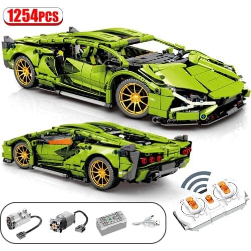 1254Pcs City MOC RC/non-RC Super Sports Car Remote Control Racing high-tech Vehicle Building Blocks Bricks Toys For Children