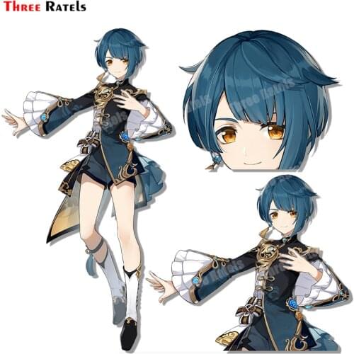 Three Ratels B46 Anime Vinyl Material Sticker For Xingqiu Genshin Impact Personalized Mobile Phone&Laptop Decor Decals