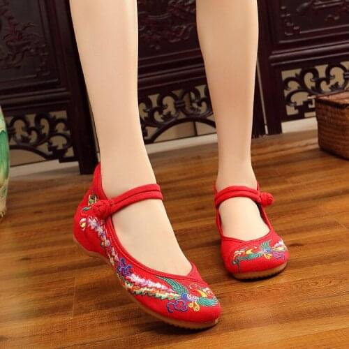 Women Flats Plum Flower Embroidery Canvas Mary Janes Shoes Ladies Soft Sole Ballerina Shoes Woman Casual Zapatos Mujer