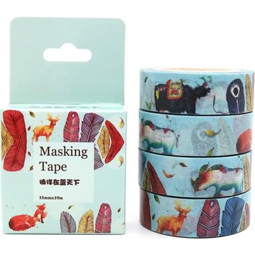 Box Package Plant Animals Under Blue Sky Washi Tape Masking Tape Decorative Scrapbooking Adhesive DIY Sticker Tape 10m*15mm