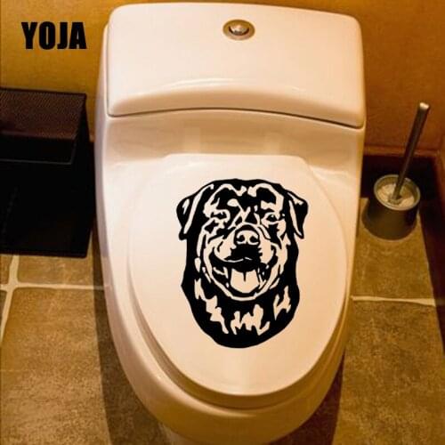 YOJA 17.9X22.9CM Cute Animal Home Decor Toilet Wall Sticker Decal Art Mural Rottweiler Dog T5-1654