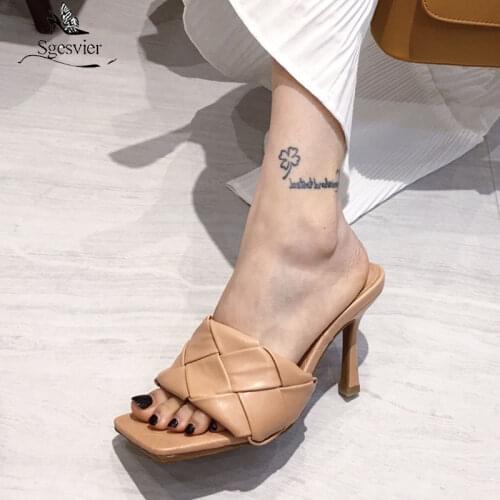 Sgesvier 2021 Summer New Fashion High Quality Lattice PU Leather Peep Toe Shoe Womens Slippers Outdoor Rome Designer Sandals