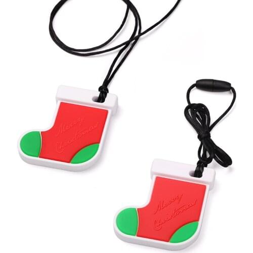 10 Pcs Silicone Teether Christmas Socks Baby Silicone Teethers Bpa Free Nursing Gifts Chew Necklace Rodent Teething Toys