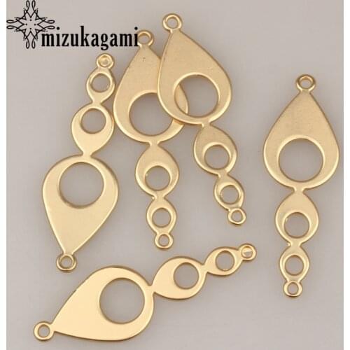 15*46mm 10pcs/lot Gold Zinc Alloy Hollow Geometry Water Drop Charms Connector For DIY Fashion Jewelry Earrings Accessories