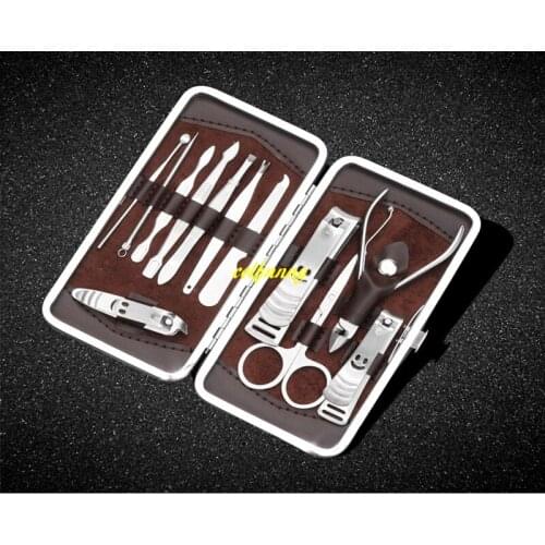 20sets/lot 12 in 1 Stainless Steel Pedicure Manicure Set Nail Clipper Scissors Nail Care Nipper Cutter Cuticle Grooming Kit