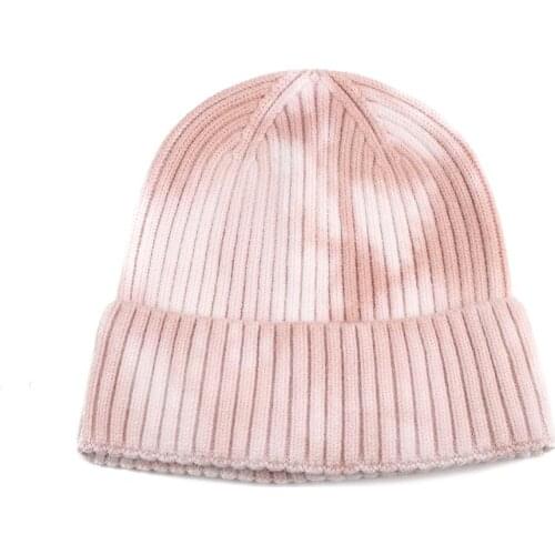 2020 New Women Warm Soft Knit Winter Hat Men Floppy Slouchy Beanie Girls Purple Tie Dye Cashmere Beanie