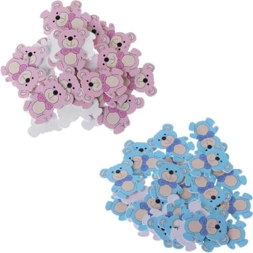 25pcs Laser Cut Wood Embellishment Colorful Wooden Bear Shape Craft Wedding Decor