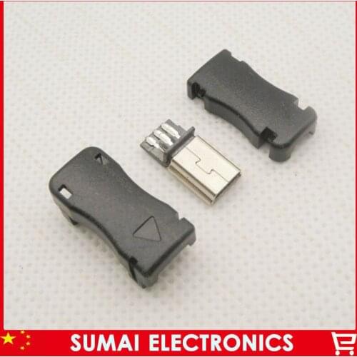 50sets 3 in 1 wire-type mini 5p usb male plug with plastic shell Connector kit wire bonding