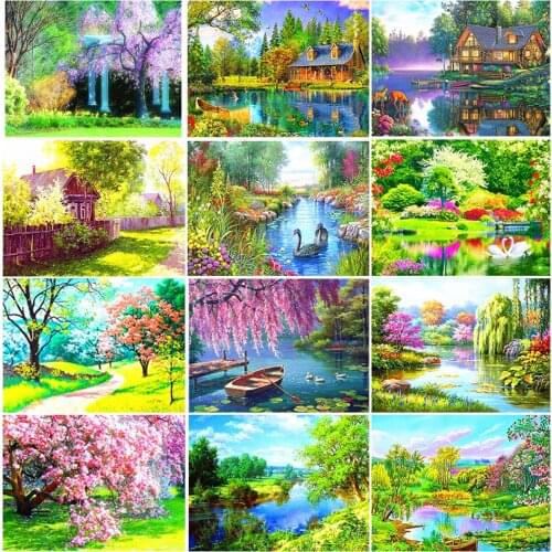 5D DIY Diamond Painting Landscape Rhinestone Art Picture Full Square/Round Diamond Embroidery Rhinestone Mosaic Decoration Gift