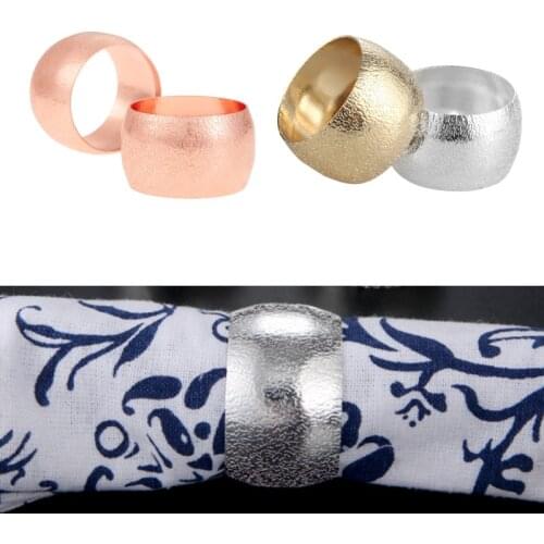 6pcs/kit Napkin Ring Embossing Pattern Round Napkins Holder Serviette Buckle Gold/Silver/Rose Gold Table Decor Wedding Party