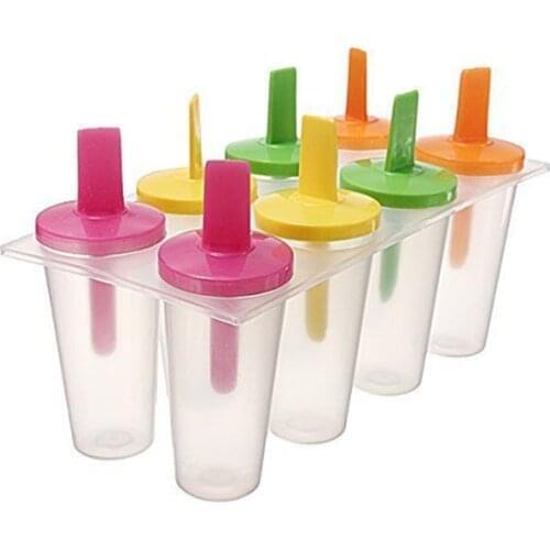8 Cell Ice Lolly Cream Maker Form DIY Pop Pops Mould Popsicle Molds Yogurt Ice Box Fridge Frozen Treats Freezer Ice Cream Tools