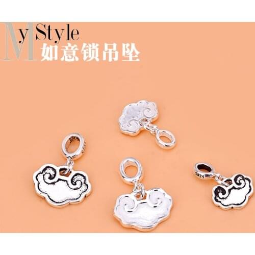 925 pure silver jewelry accessories, auspicious clouds lucky lock pendant pendant, bracelet necklace pendant