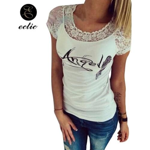 Angel Tshirt Vetement Femme 2021 Harajuku Kawaii Back Ripped T Shirts Bodycon Angel Wings Shirt For Women Cutwork Lace Fashion